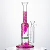 Schöne lila Bong Glasbongs Perkolator Dab Rigs Mini Oil Rig Gerades Rohr Glas Wasserpfeifen 14mm Innengewinde mit Schüssel