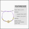 Charm Bracelets Charm Bracelets Candy Color Rope Chain For Women Girls Copper Gold Beads Woven Zircon Heart Rainbow Jewelry Brtf91Ch Dh4Mv