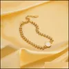 Charm Bracelets Charm Bracelets White Seashells Circle Bracelet For Women 18K Gold Plated Stainless Steel Wheat Chain Water Resistan Dhrqo