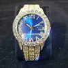 Начатые часы мисс Big Diamnd Bezel Gentleman's Watch Blue Round Dial.