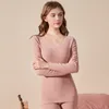 Diseñador largo Johns Algodón ropa interior térmica traje de mujer terciopelo sin rieles con terciopelo y apretado grueso