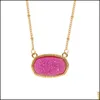 Colares com Pingente Nova Resina Druzy Drusy Colar Oval Hexágono Banhado a Ouro Colar Jóias Para Festa Feminina Presente de Natal Drop Delivery Dhskw