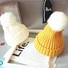 Hats 2022 Pom Children Winter Hat For Girls Boys Kids Born Knitted Cap Crochet Solid Beanies 0-36 Month Baby Fur Ball