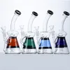 8 tum mini Small Hosahs Klein Recycle Glass Bongs Inline Perc Oil Dab Rigs 14mm Joint Beaker Bong 4 Colors Water Pipes With Bowl
