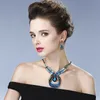 Fashion Rhinestones Bridal Jewelry Blue Crystals Wedding Earrings and Necklaces For Bride Prom Evening Party Accessories