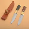 Hot G1112 Survival Straight Knife 440C Satin Drop Point Blade Full Tang Wood Handle Outdoor Camping Hiking Fishing Hunting Knives with Leather Sheath