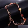 Perlen Perlen Stränge Kristall Rose Vergoldet Armband Farbe Glas Stein Glück Handgelenk Kette Einstellbar Hand Schmuck Geschenk Für Frauen G Dhzpr