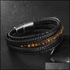 Charm Bracelets Charm Bracelets Trendy People Creative Explosion Retro Punk Style Woven Stone Beads Mens Bracelet Fashion Trend Nich Dhbwy