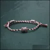 Charm-Armbänder Charm-Armbänder Tibetischer Buddha-Kopf Amet-Faden Gewebtes Seil Für Frauen Freundschaftspaar Pendent-Armband Männer Geschenk Ken Dhebv