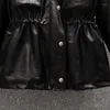 Frauen Leder Plus Größe Mantel Weibliche Herbst Winter Mode Schwarz PU Glänzende Jacke Für Frauen Samt Abbigliamento