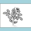 Pierścienie zespołu CZ Diamond 925 Ster Sier Sier Zestaw ślubny oryginalne pudełko do pan-dora błyszczące liście kobiety dziewczyny prezent biżuterii W164330 Dhtqj