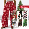 Women's Pants Capris Women Christmas Loose Pockets Casual Bottoms Trousers Wide Straight Leg Sweatpants High Waist Bloomer 5XL Y2211