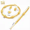 Collana Orecchini Set Gioielli Per Le Donne Nigeriane Matrimonio 24K Gioielli D'oro Girocollo Collane Bracciale Orecchino Anello Regalo Eritreo