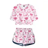 Tweedelige broek voor dames 3D bedrukte vele plakjes watermeloen tweedelige sets mode vrouwen blootgesteld Navel Girl's korte t-shirt fruit