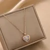 Classic Opal Heart Pendant Halsband 18K Guld Rostfritt stål Halsband smycken för kvinnors gåva