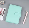 A6 Binder Case 6 F￤rger Portable Notepad Hand Ledger Notebook Pu Shell Macaron Color Office Stationery Gift SN161