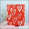 Geschenkwikkeling Valentine Love Cadeaubas Rood hart bedrukte winkelverpakking Wit Kraft Paper kleine grote huidige wikkelzakken drop levering hom dhnmf