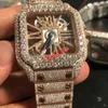 Relógios de pulso Nova Versão VVS1 Diamantes Assista Rose Gold Mixed Sier Skeleton Watch Pass TT Movimento de Quartzo Top Homens Luxo Iced Out S210G