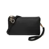 Merkontwerper twee ritsen schoudertassen portemonnee portemonnee koppeling met polsbanden crossbody cross body pu clutch tas handtassen