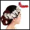 Coiffures élégant bandeau mariée mariage fête cheveux accessoires femme bandeau rouge floral à la main mariée coréenne coiffure givrée