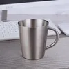 Кружки нержавеющая сталь кофейная кружка с двумя слоями пивные чашки чайные чашки против масштаба с ручкой золотой серебряный металлический водяной чашка 300 мл