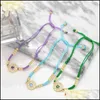 Charm Bracelets Charm Bracelets Candy Color Rope Chain For Women Girls Copper Gold Beads Woven Zircon Heart Rainbow Jewelry Brtf91Ch Dh4Mv