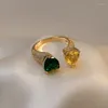 Кластерные кольца Micro Pave Heart Crystal Открытое утверждение для женщин Etrendy личностные украшения Большое регулируемое кольцо