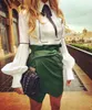 البلوزات النسائية الأزياء Blusas Women Casual Slim Top Puff Sleeve White Blouse Lundage Deck Tops Long Tops Shirt بالإضافة إلى الحجم