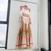 فستان مصمم العلامة التجارية ملونة مزاجية حامل طوق طباعة الأكمام المضيئة