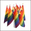 Bandeira bandeira bandeira gay bandeira de plástico bandeira de plástico arco -íris lésbica americana lgbt 14 x 21 cm bandeiras gota entrega home jardim festive parte dh7xn