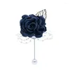 Flores decorativas Casamento Prom Men Boutonniere Girl Bracelet Groom Pins Cerimônia de Correira Rosa Flor Broche de Bridal Decoração