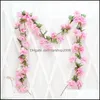 Fleurs décoratives couronnes 2 2M fleur artificielle vigne tissu Rose lierre vignes suspendus guirlande décorations fête de mariage jardin décor Dhir0