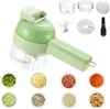 4 I 1 Portable Electric Vegetable Cutter Set Kitchen Mini Tr￥dl￶s matprocessor Vitl￶k Chili L￶k Selleri Ginger K￶tt Chopper med borste