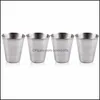 Tasses Tumbler en acier inoxydable Er Mug Ensembles 30ml Portable Cam Randonnée Pliant Thé Café Bière Tasse 4Pcs / Set Drop Livraison Maison Jardin K Dhy2O