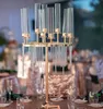 Metal Candlestick Candelabra Candleds Stands Mesa de casamento Mesa central Pieces Flower Vases Road Lead Gold
