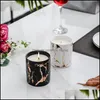 Velas Marble Scent Candle Gold Gold Padr￣o Cer￢mica INS aromaterapia Decora￧￣o de casa Decora￧￣o do dia dos namorados Drop Drop Delivery Garden Dhqzx