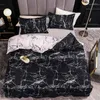 Sängkläder sätter marmoruppsättning sovrum mjuka täcken dubbelsäng hem comebable täcke täckning kvalitetskatt och örngott