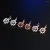 Stud￶rh￤ngen Huami 1Pair 2022 Fashion Jewelry Gold Color Zircon Elegant Trendy Luxury Crystal Flower For Women