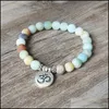 Bedelarmbanden Bedelarmbanden Matte Amazoniet Steen Strandarmband Yoga Chakra Mala Ohm Lotus Vrouwen Mannen Kralen Handgemaakte Sieraden2321