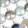 Подвесные ожерелья дерево жизни натуральное каменное ожерелье подвесное кристаллическое тигр глаз круглый стеклянный террариум ожерелья для женщин детей f dhbc3
