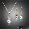 Oorbellen ketting bruiloft sieraden sets voor bruiden traan traan oorbellen ketting bloem peer cz diamanten kettingen oordring dames dhnni