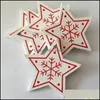 Decorazioni natalizie Ciondolo in legno di Natale 10 Pz / lotto Bianco Rosso Ornamento per l'albero Angelo Campana di neve Elk Star Decorazioni per la casa Drop Dhmzt