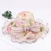 ヘッドピースMingli Tengda Wide Brim Hat Gauze Bow Wedding Accessories Outdoors Foldable Colorful Tie Big Bridal Sombrero Boda