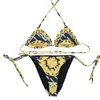 Volledige Letters Bedrukte Bikini Sets Sexy Dames Badmode Designer Split Badpak Elastisch Zacht Zwempak Voor Vakantie