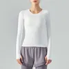 LU-345 Camiseta deportiva de manga raglán para mujer, camiseta de manga larga para Yoga, camiseta fina ajustada de secado rápido, traje de Fitness, ropa de gimnasio