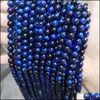 Pierre Bleu Oeil De Tigre Pierre Diy Bijoux Accessoire 48 10 12 14Mm Yeux De Tigre Perles Rondes Pour Bracelet Perlé Collier Faire Drop Deliv Dhcas