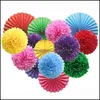 Autres fournitures de fête de fête Papier Fan Fleur Suspendue Fournitures Boule Artisanat Décoration Bébé Fête D'anniversaire Cérémonie De Mariage Backgrou Dhsh1