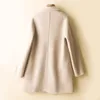 Misturas de lã feminina High-end dupla face 100% casaco de lã feminino outono e inverno cashmere solto all-match cor sólida feminino 221110