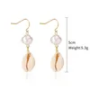 Bohemian ins style white earrings alloy conch female natural shell earrings