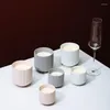 حاملي الشموع 2pcs 200 مل من السيراميك Macandle حامل الشمعة الحلي Pographic Home Decoration Soy Wax Jar 7x7x7cm